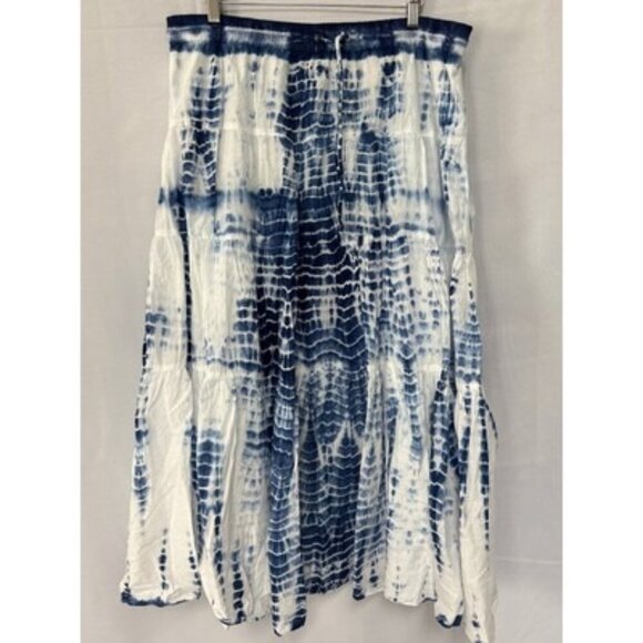Women’s Green Tag Ralph Lauren Blue Tie-Dye Maxi Skirt Sz 1X - Picture 1 of 5